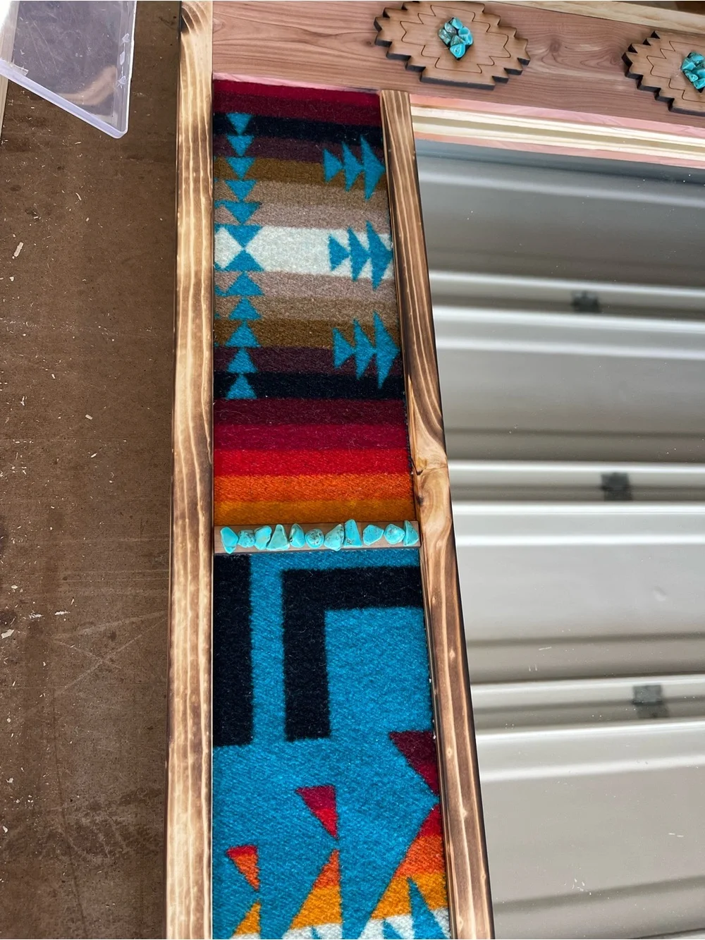 Handmade Genuine Pendleton Southwestern Wall Mirror 🤎💙 24x30
